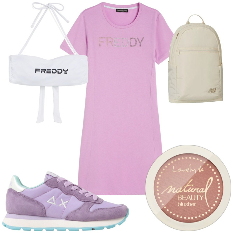 Outfit donna - Total look #1914668. Stile Basic per Mare. Abbinamento con blush, zaini, vestiti lunghi, bikini, sneakers.