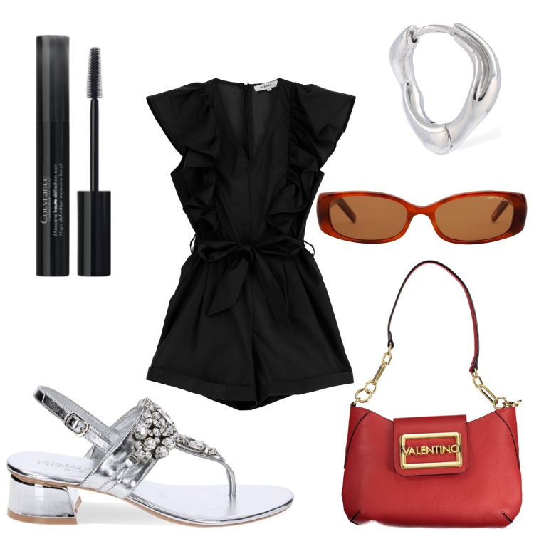 Outfit donna - Cherry red - la borsa. Stile Minimal per Tutti i giorni. look ideale per Petite. Abbinamento con mascara, vestiti corti, ciabatte, borse a spalla, occhiali da sole, orecchini.