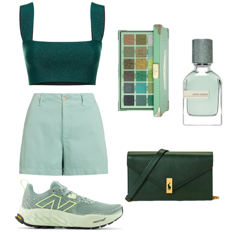 Outfit donna - Short. Stile Bon Ton per Tutti i giorni. look ideale per Petite. Abbinamento con profumi, ombretti, sneakers, minigonne, clutch, top.