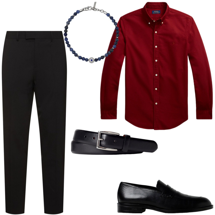 Outfit uomo - Total look #1915112. Stile Business/Elegante per Serata speciale. Abbinamento con braccialetti, cinture, camicie, pantaloni, scarpe stringate.