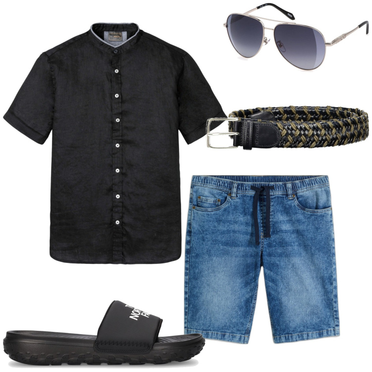 Outfit uomo - Bermuda e maglietta. Stile Casual per Tutti i giorni. Abbinamento con camicie a manica corta, bermuda, cinture, occhiali da sole, sandali.