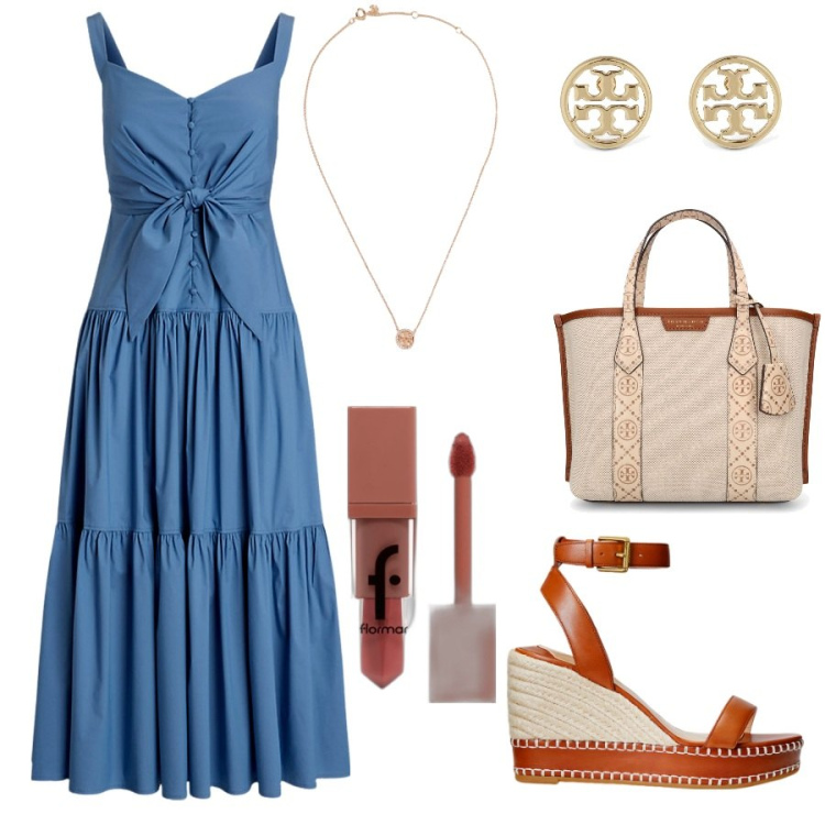 Outfit donna - Casual. Stile Casual per Tutti i giorni. Abbinamento con rossetti, vestiti, espadrillas, shopping bag, orecchini, collane.