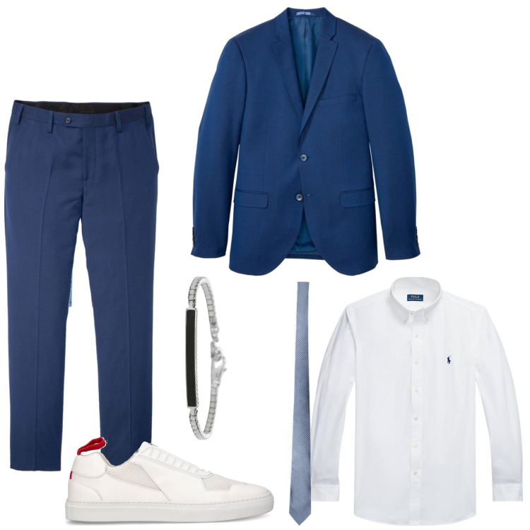 Outfit uomo - Total look #1915230. Stile Casual per Ufficio. Abbinamento con giacche, braccialetti, camicie, pantaloni, sneakers.