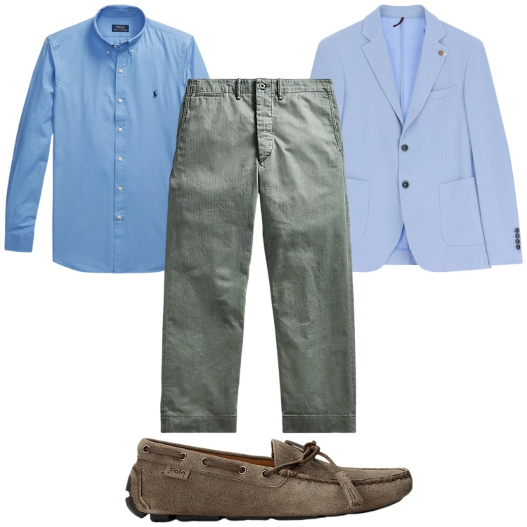 Outfit uomo - Total look #1915248. Stile Trendy per Tutti i giorni. Abbinamento con giacche, scarpe stringate, camicie, pantaloni.