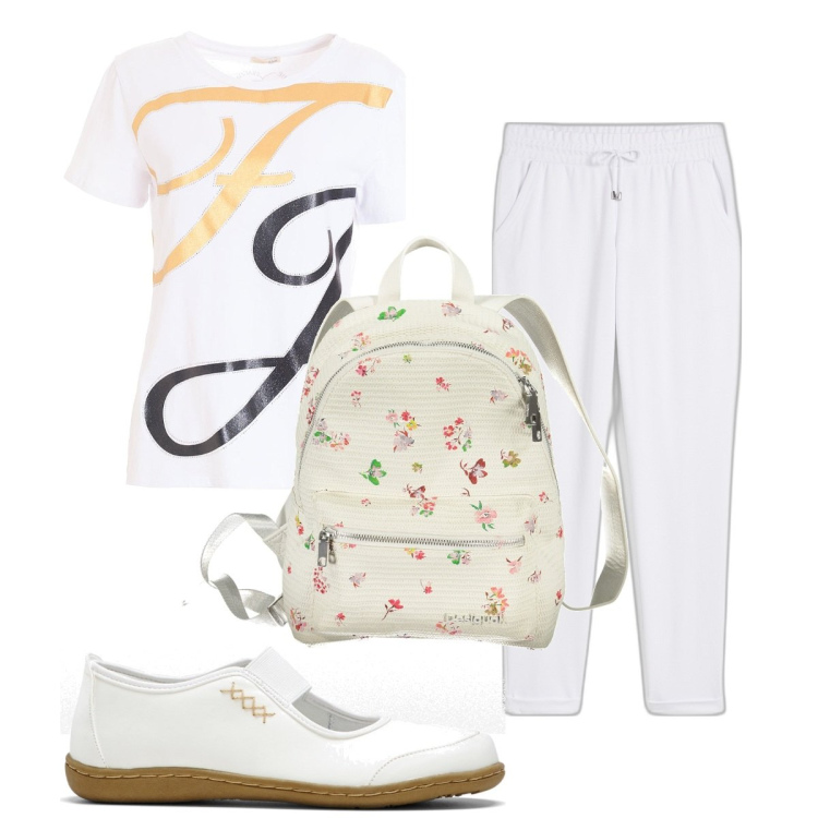 Outfit donna - Total look #1915396. Stile Basic per Tutti i giorni. Abbinamento con ballerine, pantaloni, t-shirt, zaini.