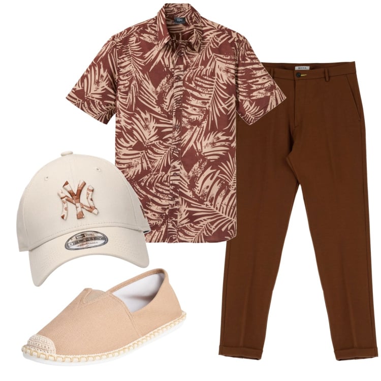 Outfit uomo - Total look #1915478. Stile Casual per Tutti i giorni. Abbinamento con camicie a manica corta, espadrillas, pantaloni, cappelli.