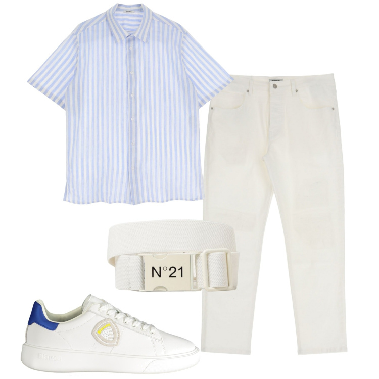 Outfit uomo - Total look #1915501. Stile Casual per Tutti i giorni. Abbinamento con pantaloni, camicie a manica corta, sneakers, cinture.