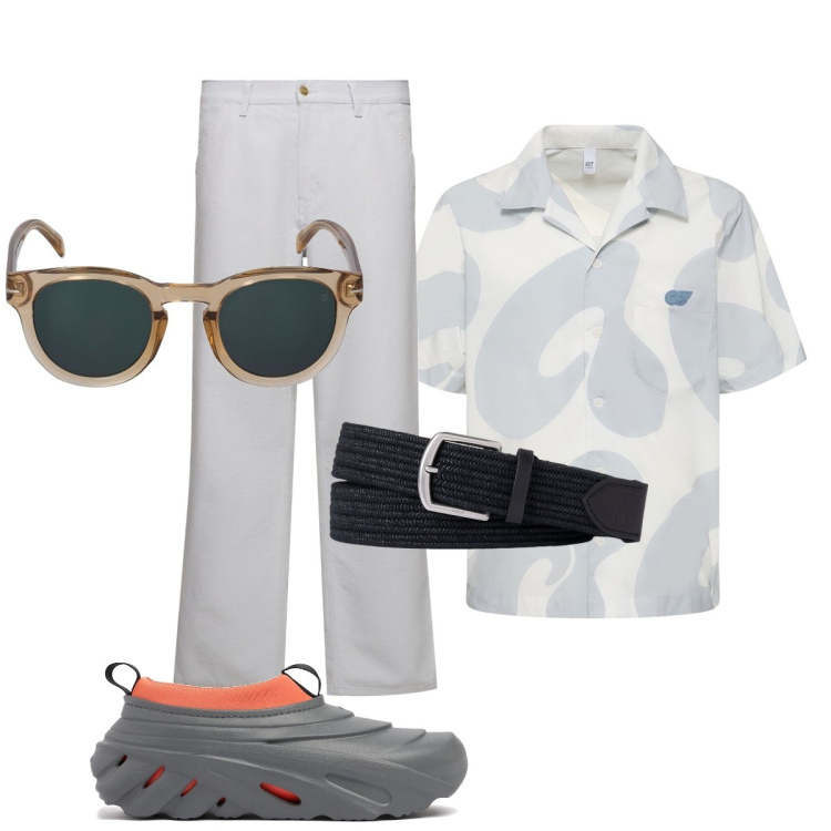 Outfit uomo - Total look #1915507. Stile Casual per Tutti i giorni. Abbinamento con cinture, occhiali da sole, camicie, pantaloni, sandali.