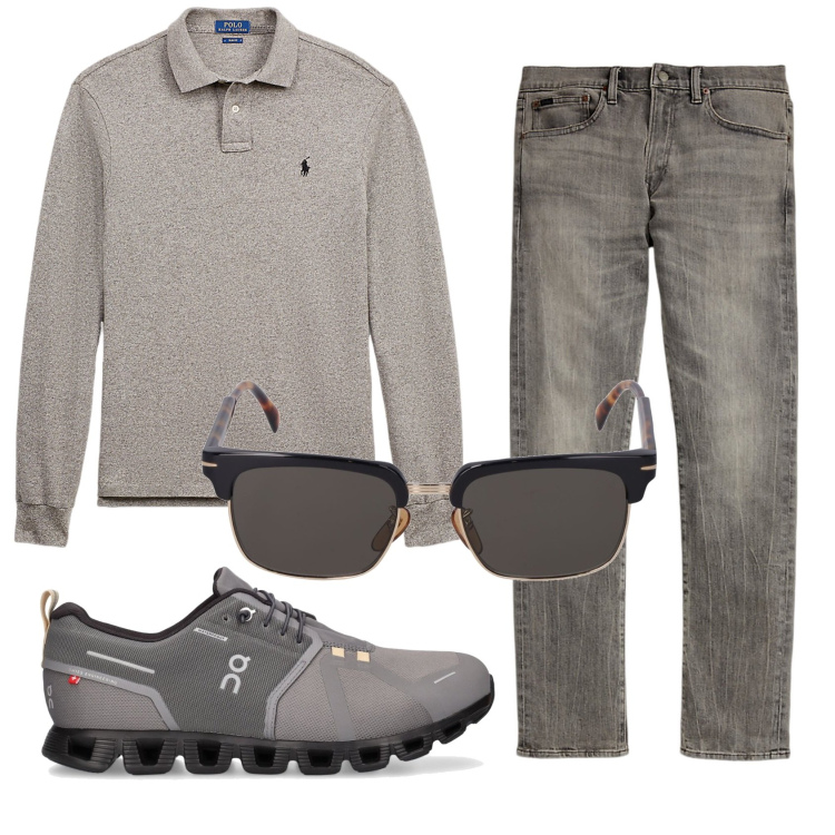 Outfit uomo - Total look #1915512. Stile Casual per Tutti i giorni. Abbinamento con polo, jeans, occhiali da sole, sneakers.