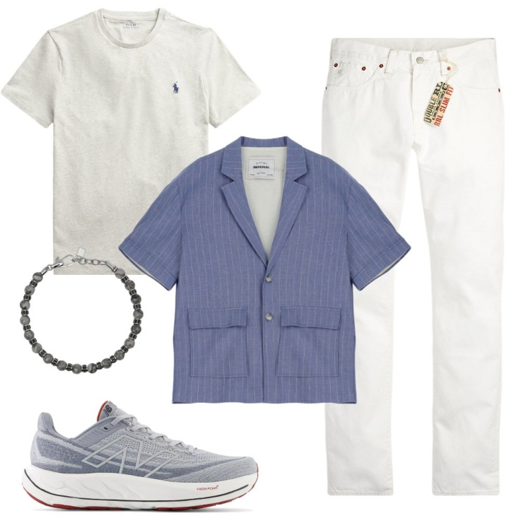 Outfit uomo - Pippo: sportivamente. Stile Urban per Tutti i giorni. Abbinamento con braccialetti, scarpe sportive, giacche, t-shirt, jeans slim fit.