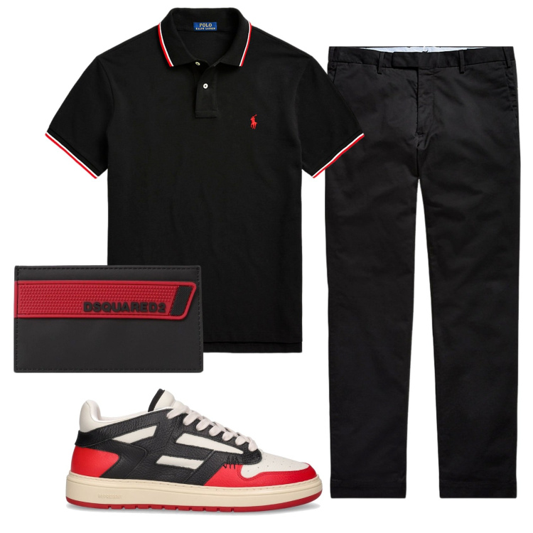 Outfit uomo - Total look #1915625. Stile Casual per Tutti i giorni. Abbinamento con pantaloni chino, polo, sneakers, portafogli.