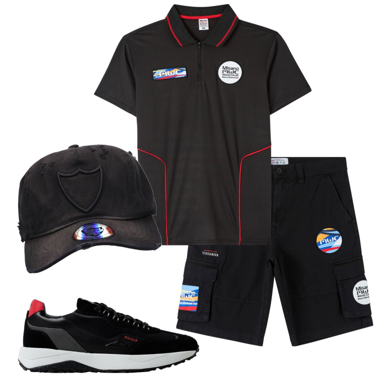 Outfit uomo - Total look #1915630. Stile Casual per Sport. Abbinamento con polo, bermuda, sneakers, cappelli.