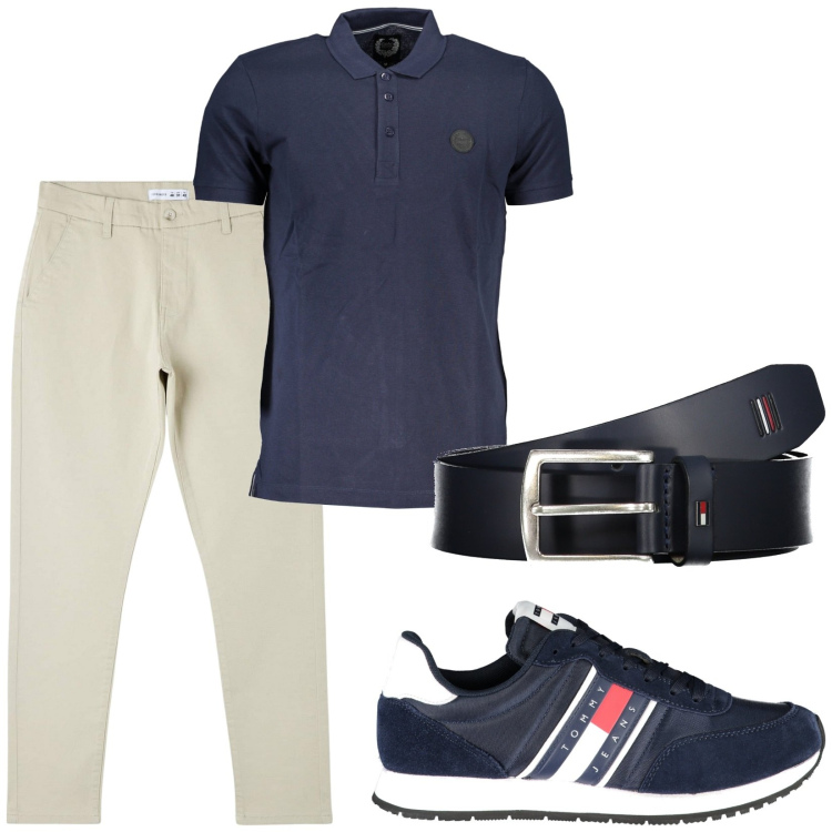 Outfit uomo - Total look #1915656. Stile Casual per Tutti i giorni. Abbinamento con pantaloni skinny, polo, cinture, sneakers.