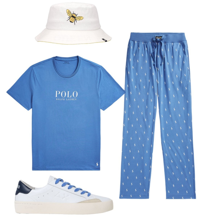 Outfit uomo - Total look #1915658. Stile Casual per Tutti i giorni. Abbinamento con t-shirt, pantaloni, cappelli, sneakers.