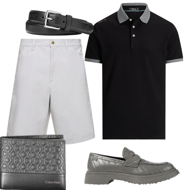 Outfit uomo - Total look #1915660. Stile Trendy per Tutti i giorni. Abbinamento con cinture, polo, scarpe stringate, shorts, portafogli.