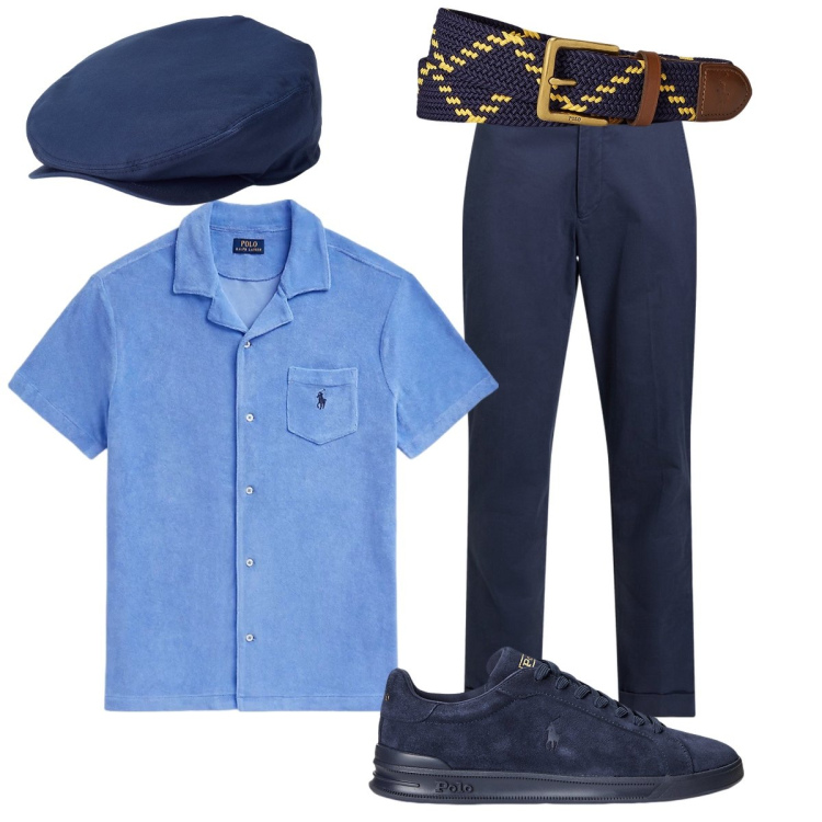 Outfit uomo - Total look #1915712. Stile Trendy per Tutti i giorni. Abbinamento con cappelli, sneakers, pantaloni chino, cinture, camicie.