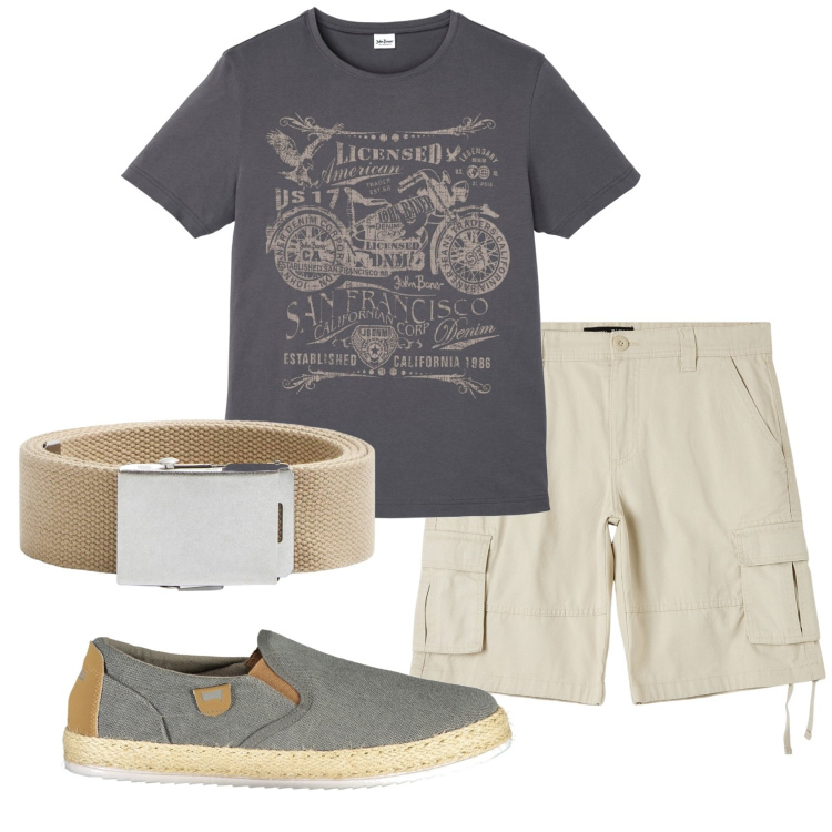 Outfit uomo - Total look #1915868. Stile Casual per Tutti i giorni. Abbinamento con t-shirt, cinture, pantaloni corti, sneakers.