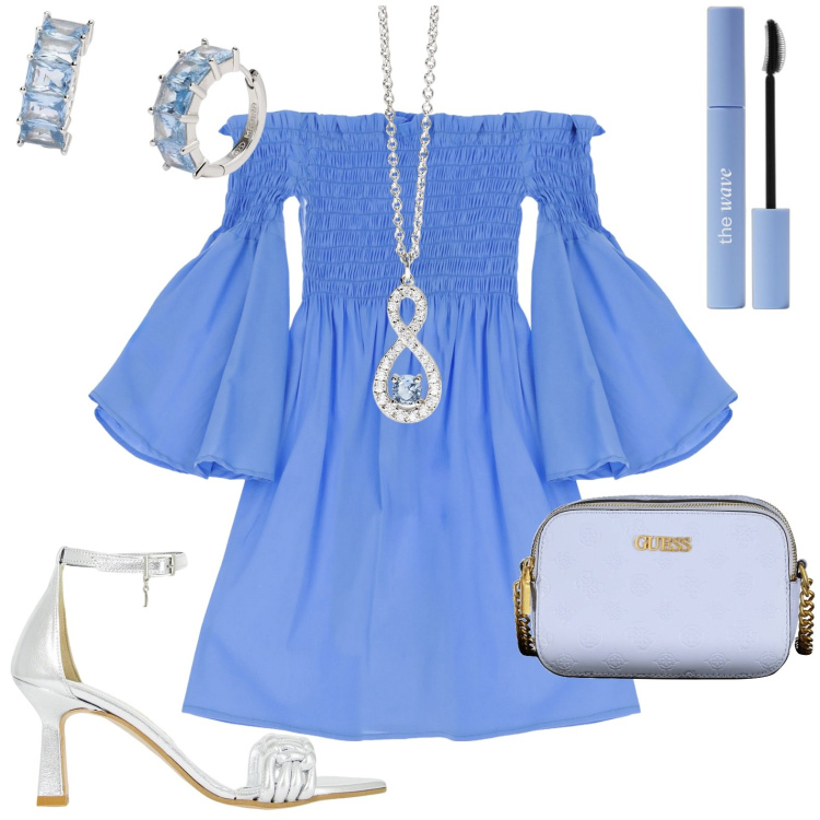 Outfit donna - Total look #1916117. Stile Chic per Serata fuori. Abbinamento con mascara, ciondoli, orecchini, vestiti corti, décolleté, borse a tracolla.