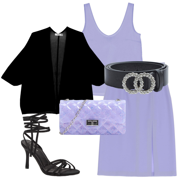 Outfit donna - Il fresco della sera. Stile Casual chic per Serata fuori. Abbinamento con borse a tracolla, cinture, sandali alla schiava, cardigans, gonne longuette, canottiere.