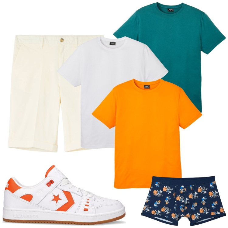 Outfit uomo - Total look #1916291. Stile Casual per Tutti i giorni. Abbinamento con t-shirt, bermuda, boxer, sneakers.