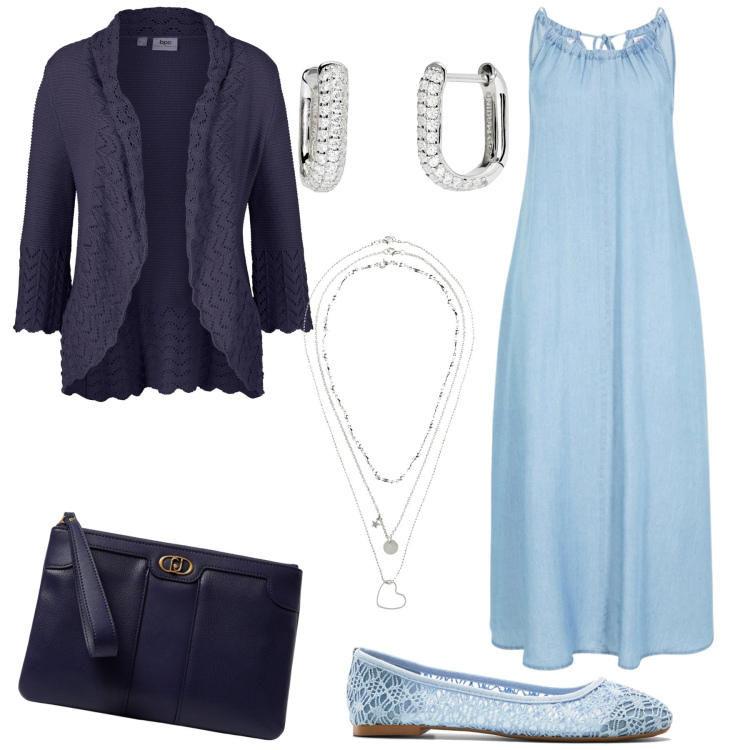 Outfit donna - Cerimonia low cost. Stile Bon Ton per Cerimonia. Abbinamento con vestiti, ballerine, collane, blazer, orecchini, clutch.