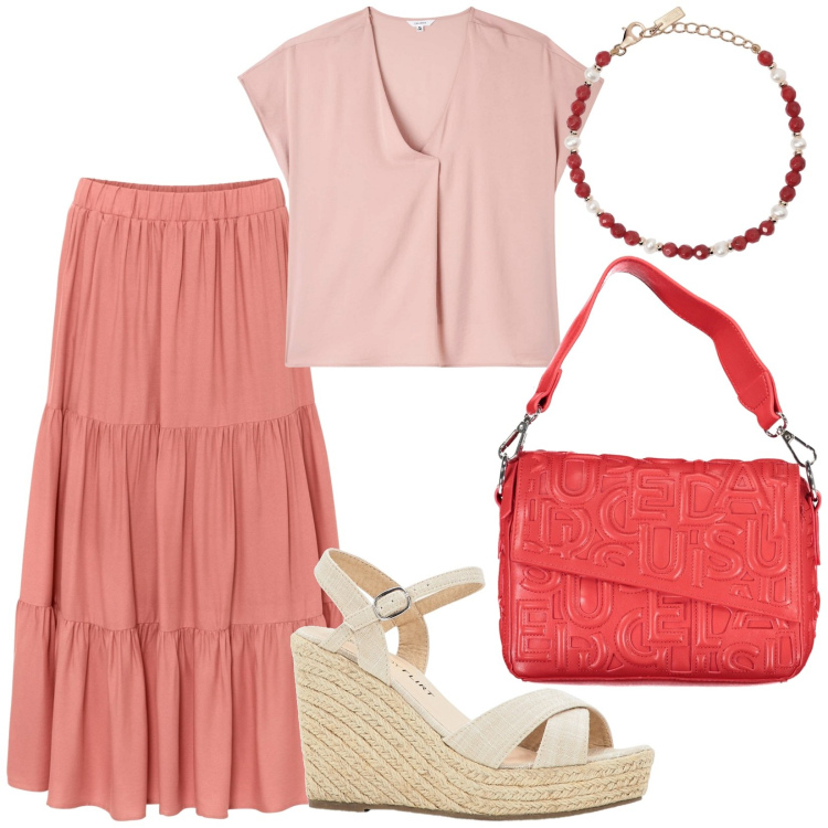Outfit donna - Total look #1916343. Stile Basic per Tutti i giorni. Abbinamento con sandali, gonne longuette, bluse, braccialetti, collane.
