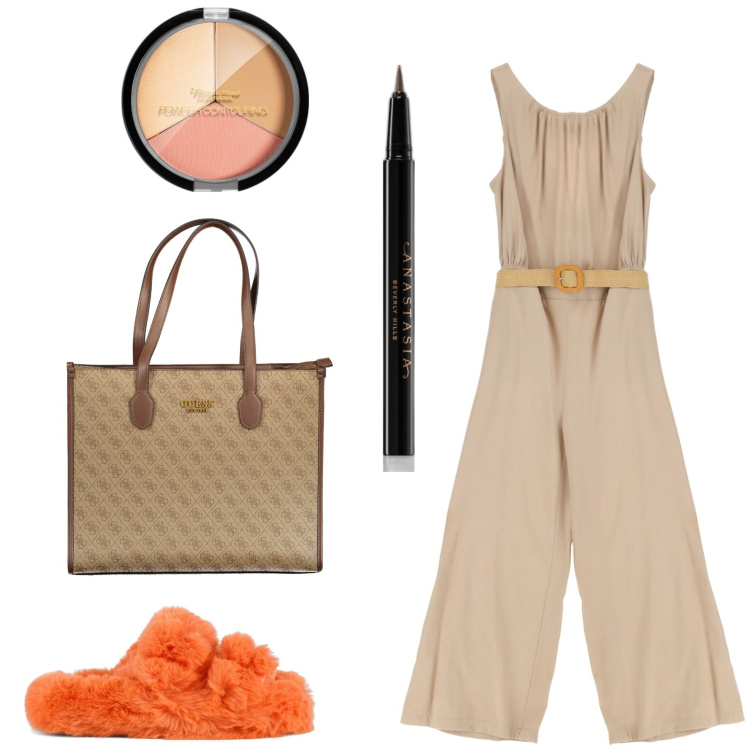 Outfit donna - Una tuta e sei pronta. Stile Bon Ton per Tutti i giorni. look ideale per Petite. Abbinamento con eyeliner, blush, tute, ciabatte, borse a spalla.