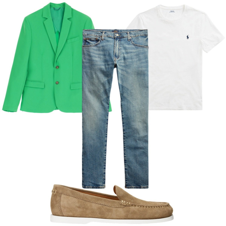 Outfit uomo - Total look #1916539. Stile Trendy per Tutti i giorni. Abbinamento con giacche, jeans, t-shirt, scarpe stringate.