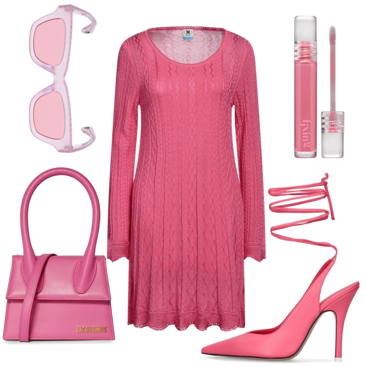 Outfit donna - Serata. Stile Casual per Tutti i giorni. look ideale per Petite. Abbinamento con vestiti corti, rossetti, borse a mano, occhiali da sole, décolleté.
