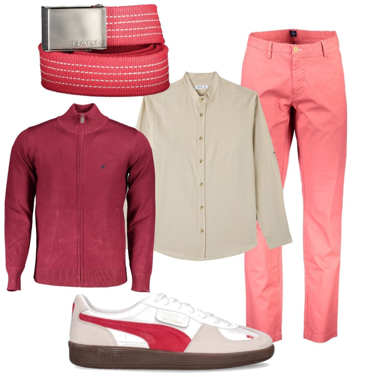 Outfit uomo - Total look #1916603. Stile Trendy per Serata speciale. Abbinamento con camicie, cinture, cardigans, sneakers, pantaloni.