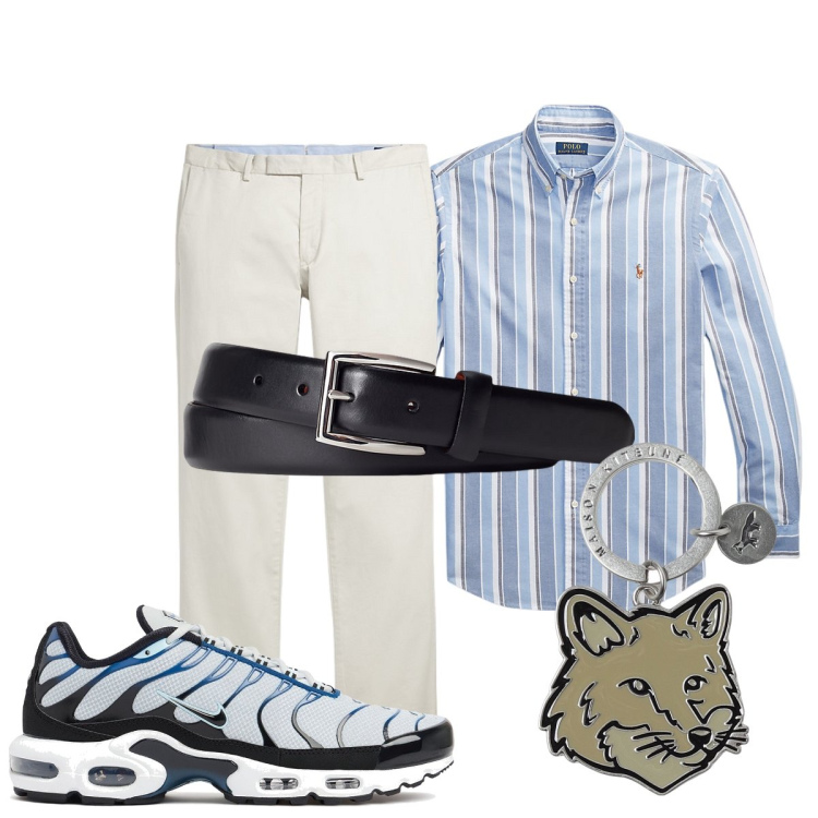 Outfit uomo - Total look #1916644. Stile Business/Elegante per Ufficio. Abbinamento con pantaloni chino, cinture, camicie, portachiavi, sneakers.
