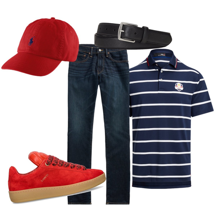 Outfit uomo - Total look #1916651. Stile Business/Elegante per Ufficio. Abbinamento con cinture, cappelli, jeans skinny, polo, sneakers.