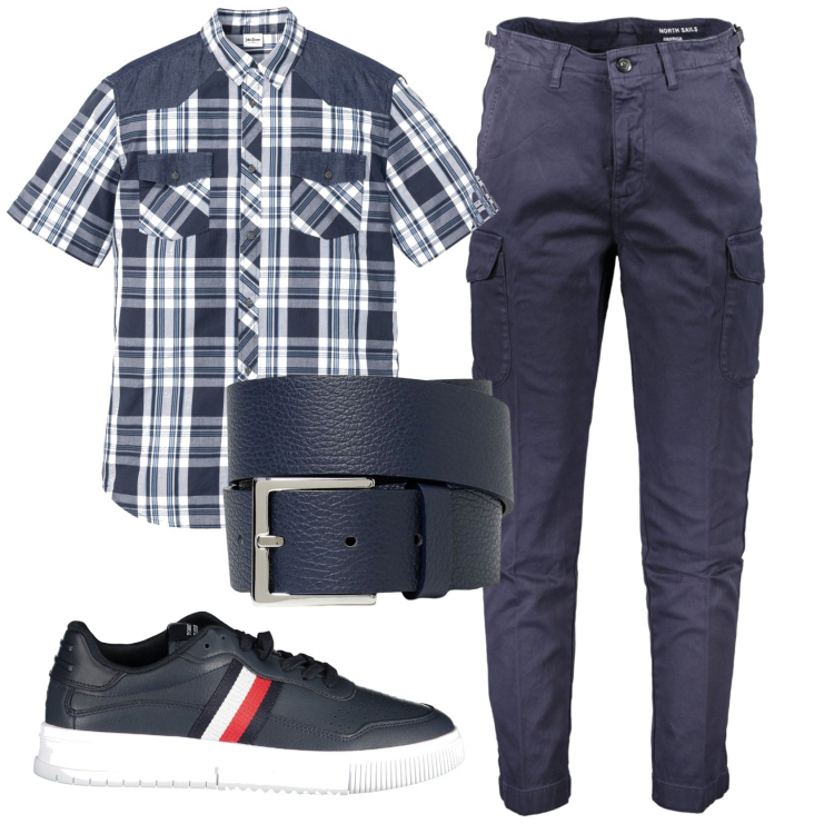 Outfit uomo - Total look #1917144. Stile Casual per Tutti i giorni. Abbinamento con camicie a manica corta, pantaloni, cinture, sneakers.