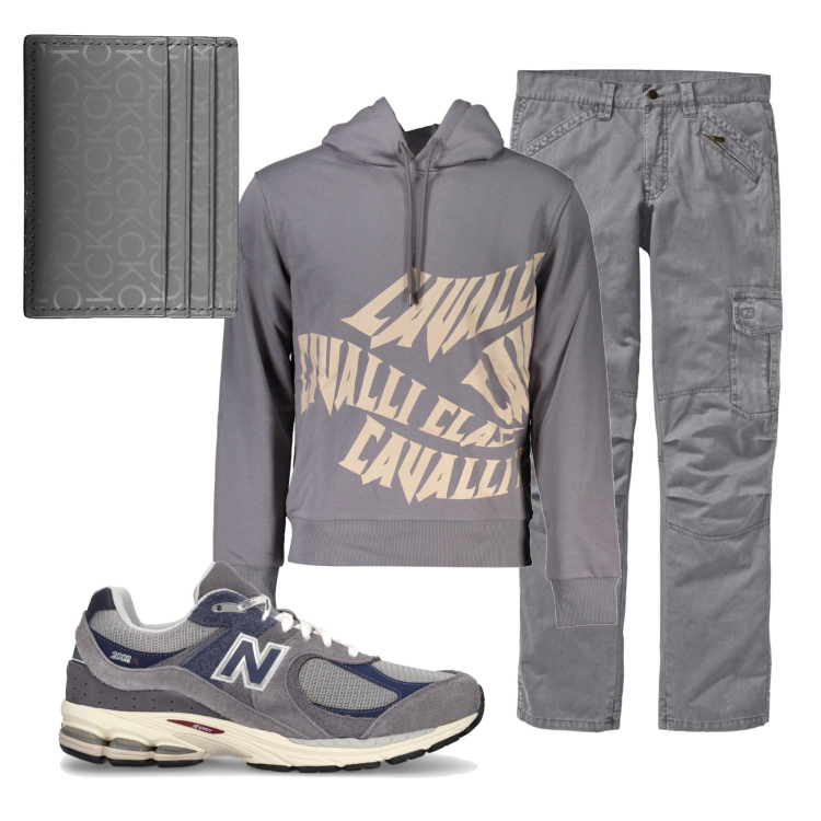 Outfit uomo - Total look #1917157. Stile Casual per Tutti i giorni. Abbinamento con pantaloni cargo, felpe con cappuccio, portafogli, sneakers.