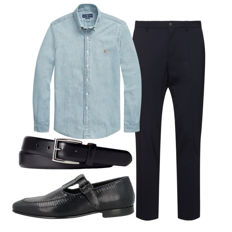 Outfit uomo - Total look #1917187. Stile Business/Elegante per Ufficio. Abbinamento con scarpe stringate, cinture, camicie, pantaloni.