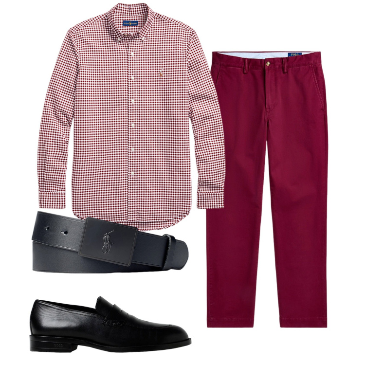 Outfit uomo - Total look #1917192. Stile Business/Elegante per Tutti i giorni. Abbinamento con pantaloni chino, cinture, camicie, scarpe stringate.