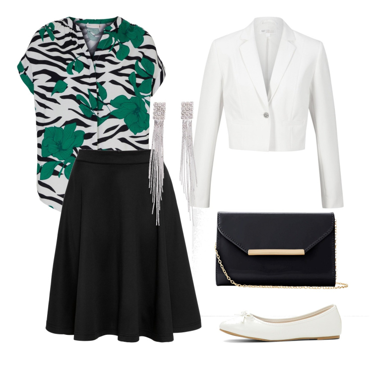 Outfit donna - Total look #1917229. Abbinamento con gonne, ballerine, orecchini, camicie, blazer, pochette.