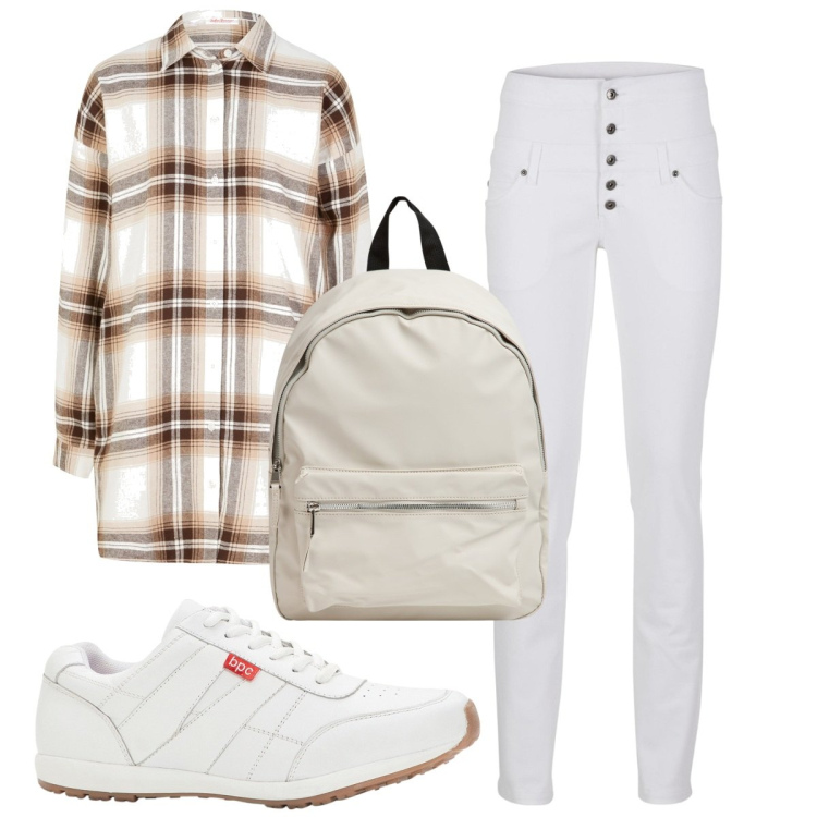 Outfit donna - Total look #1917293. Stile Basic per Tutti i giorni. Abbinamento con sneakers, camicie, pantaloni skinny, zaini.