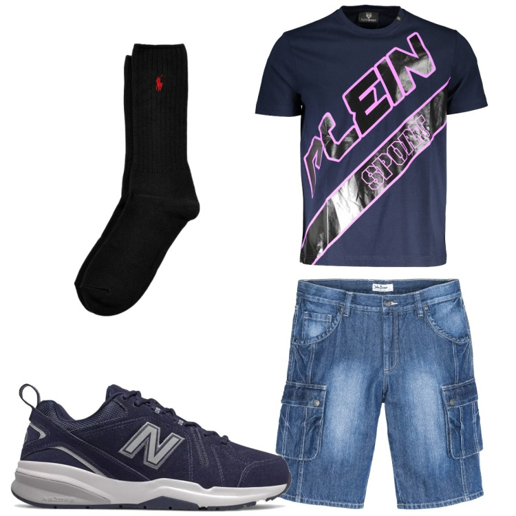 Outfit uomo - Total look #1917347. Stile Trendy per Tutti i giorni. Abbinamento con bermuda, sneakers, calzini, t-shirt.