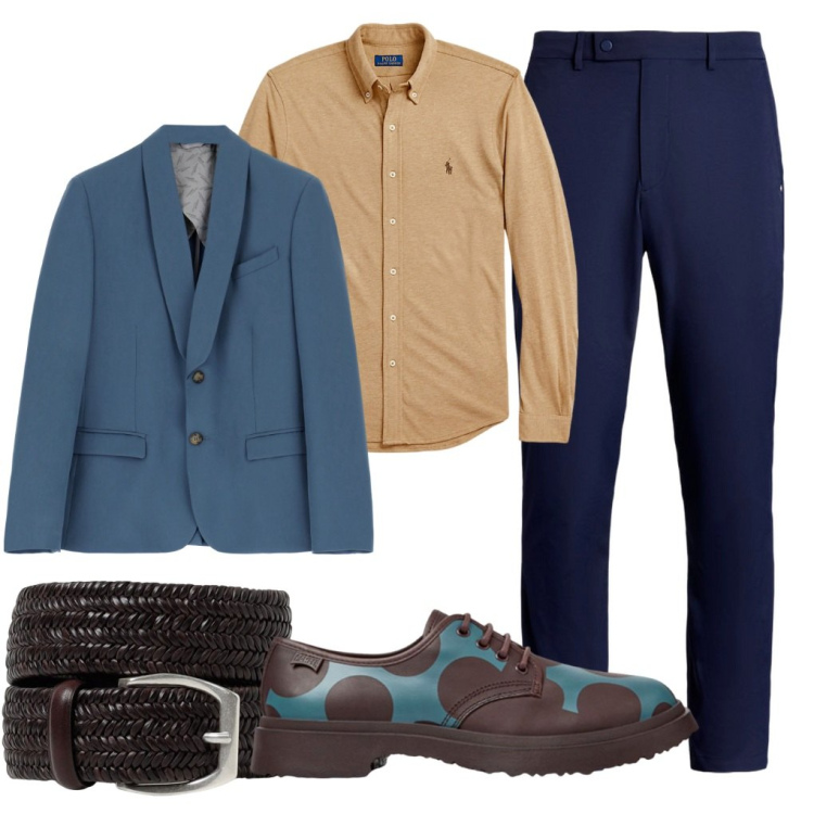 Outfit uomo - Mario: mai banale. Stile Casual per Ufficio. Abbinamento con giacche, camicie, pantaloni, scarpe stringate, cinture.