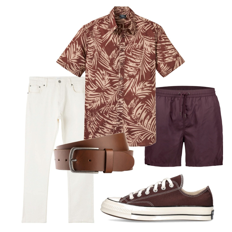 Outfit uomo - In giro con gli amici!!!. Stile Casual per Tutti i giorni. Abbinamento con cinture, camicie a manica corta, pantaloni, sneakers, costumi.