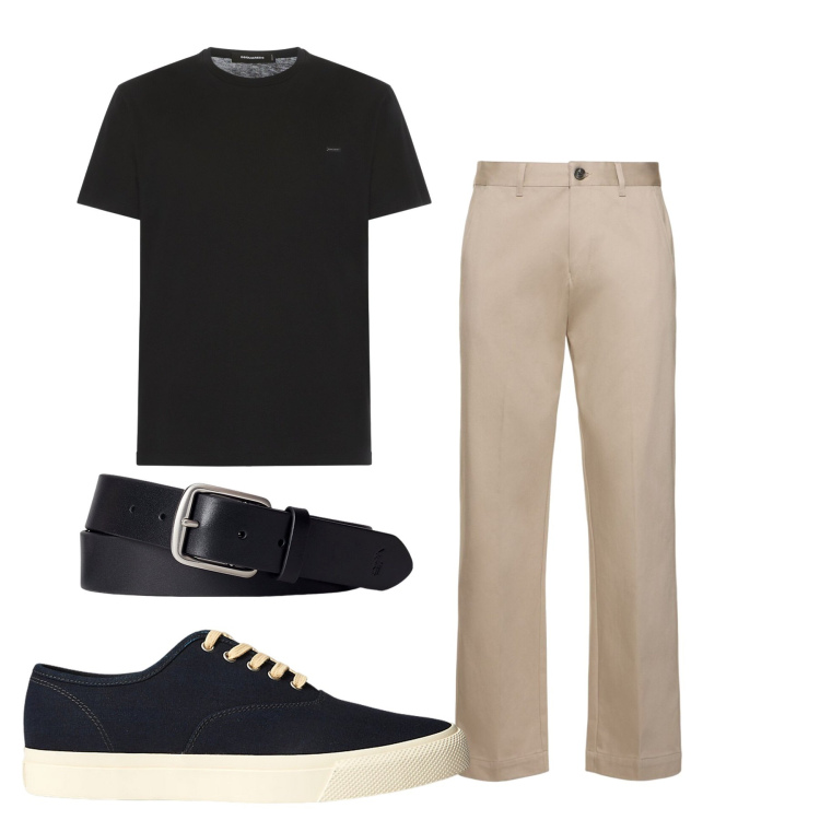 Outfit uomo - Total look. Stile Urban per Tutti i giorni. Abbinamento con cinture, sneakers, t-shirt, pantaloni.