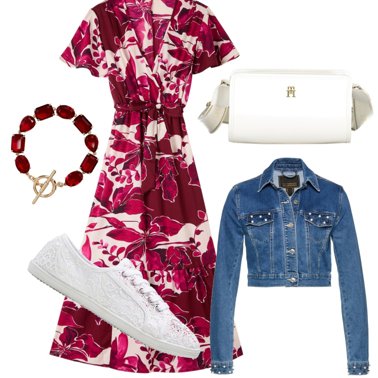 Outfit donna - Fa fresco stasera.... Stile Basic per Tutti i giorni. Abbinamento con sneakers, blazer, vestiti lunghi, braccialetti, borse a tracolla.