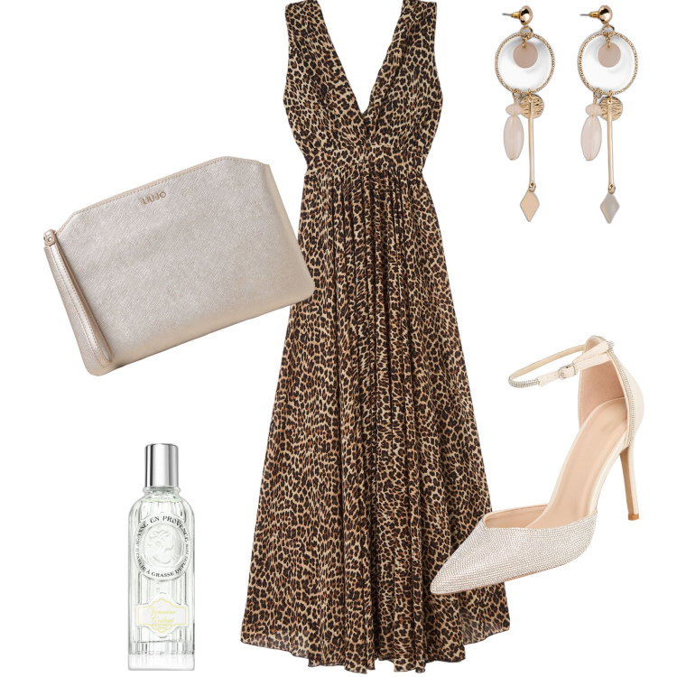 Outfit donna - Che serata a che prezzi favolosi. Stile Glamour per Serata fuori. Abbinamento con orecchini, vestiti lunghi, décolleté, profumi, clutch.