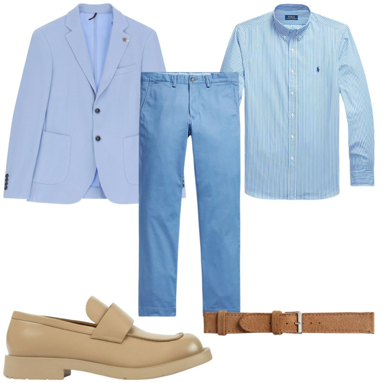 Outfit uomo - Total look #1918253. Stile Trendy per Ufficio. Abbinamento con giacche, camicie, pantaloni, orologi, scarpe stringate.