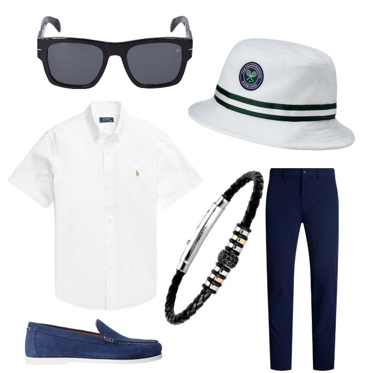 Outfit uomo - Cittá d´arte. Stile Casual per Tutti i giorni. Abbinamento con braccialetti, scarpe stringate, camicie, pantaloni, cappelli, occhiali da sole.