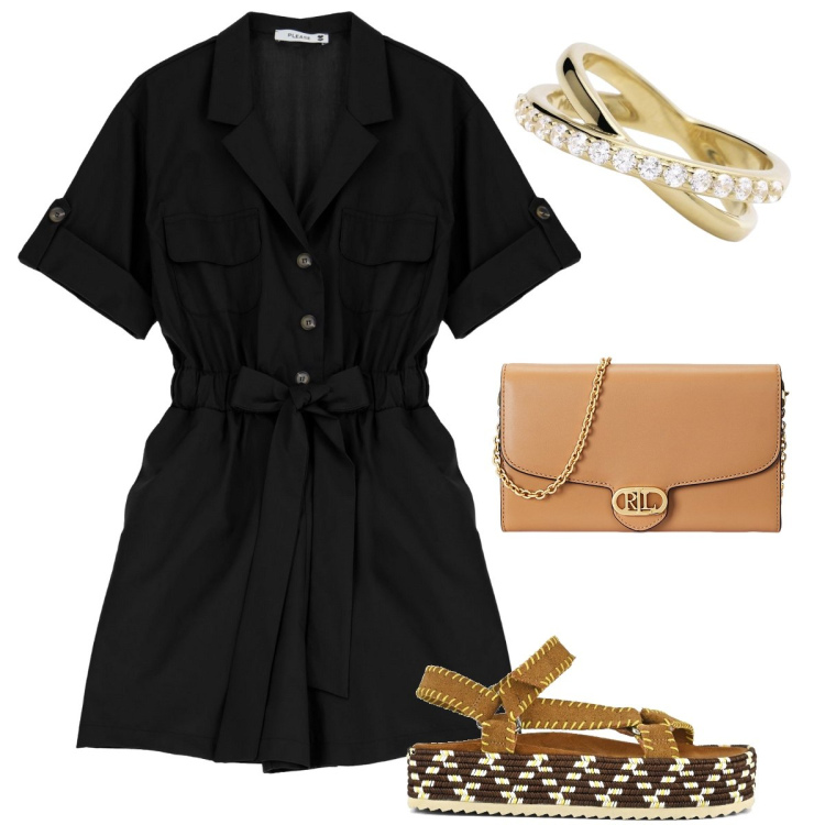 Outfit donna - L’abitino in cotone. Stile Casual chic per Tutti i giorni. Abbinamento con anelli, vestiti corti, borse a tracolla, sandali.