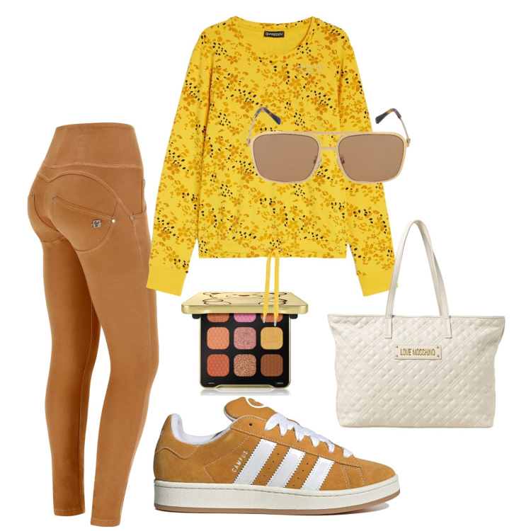 Outfit donna - Miele e curry!!!. Stile Sporty chic per Sport. Abbinamento con ombretti, pantaloni skinny, felpe, sneakers, occhiali da sole, borse tote.
