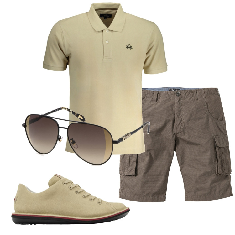 Outfit uomo - Total look #1918492. Stile Casual per Tutti i giorni. Abbinamento con bermuda, occhiali da sole, polo, sneakers.
