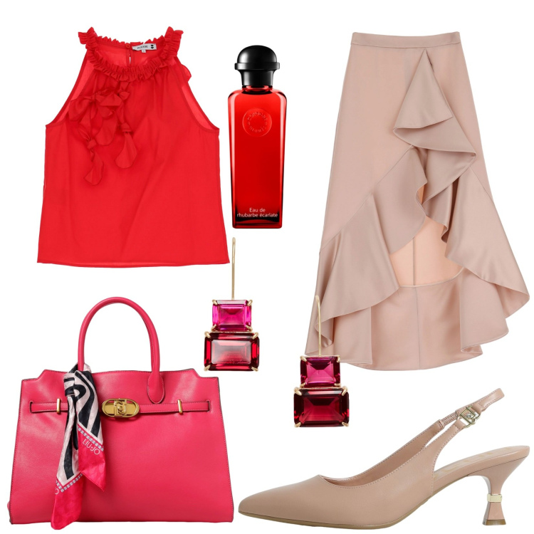 Outfit donna - Total look #1918611. Stile Casual chic per Ufficio. Abbinamento con profumi, canottiere, gonne longuette, orecchini, borse tote, scarpe col tacco.